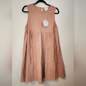 NWT Bagira the Label Sleevless Tiered Linen/Cotton Blend Babydoll Dress, Size M